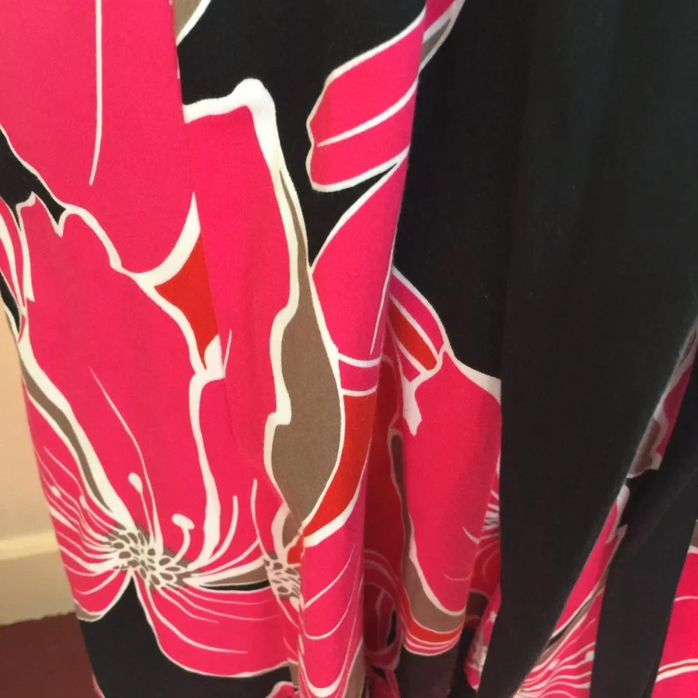 Jones Wear Cotton Pink and Black Hibiscus Dress Size 12 - Picture 6 of 6
